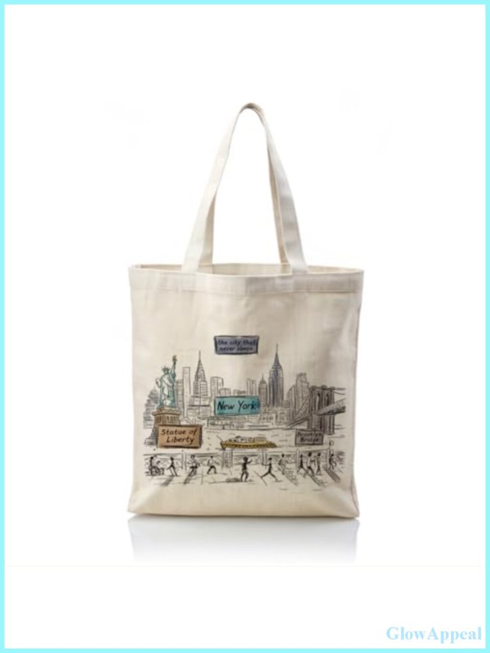 New York City Art Canvas Tote Bag Double-Sided Print Reusable Shopping Shoulder